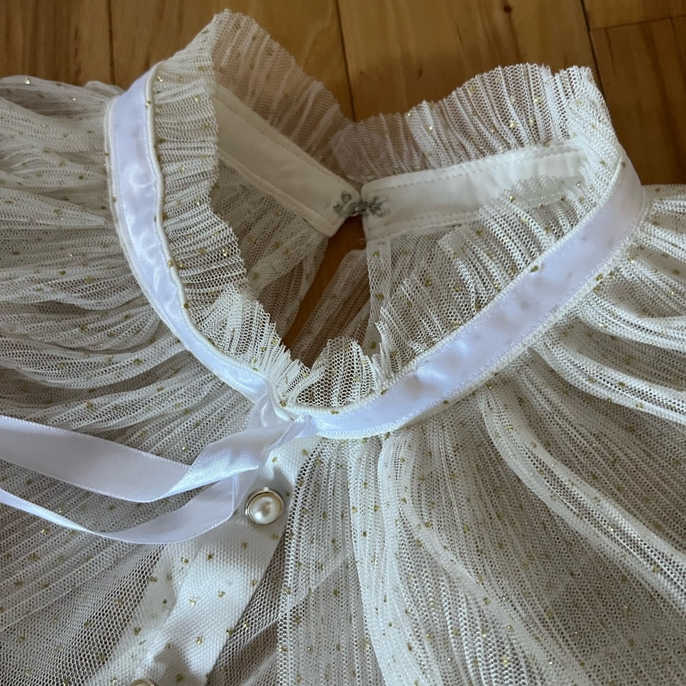 Betsey Johnson Full-Length White and Gold Tiered Dress - Picture 8 of 12